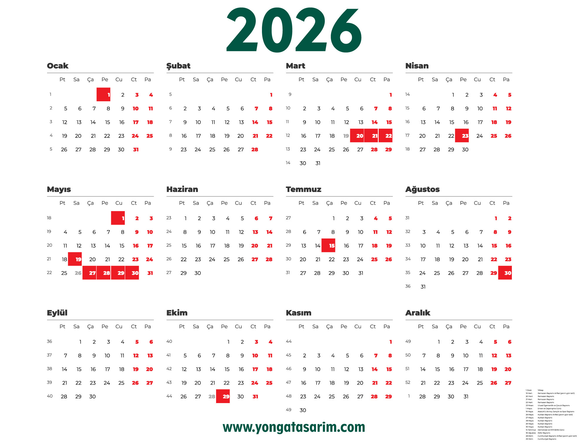 2026 Yılı Resmî Tatil Takvimi Netleşti: Toplam 15,5 Gün Tatil