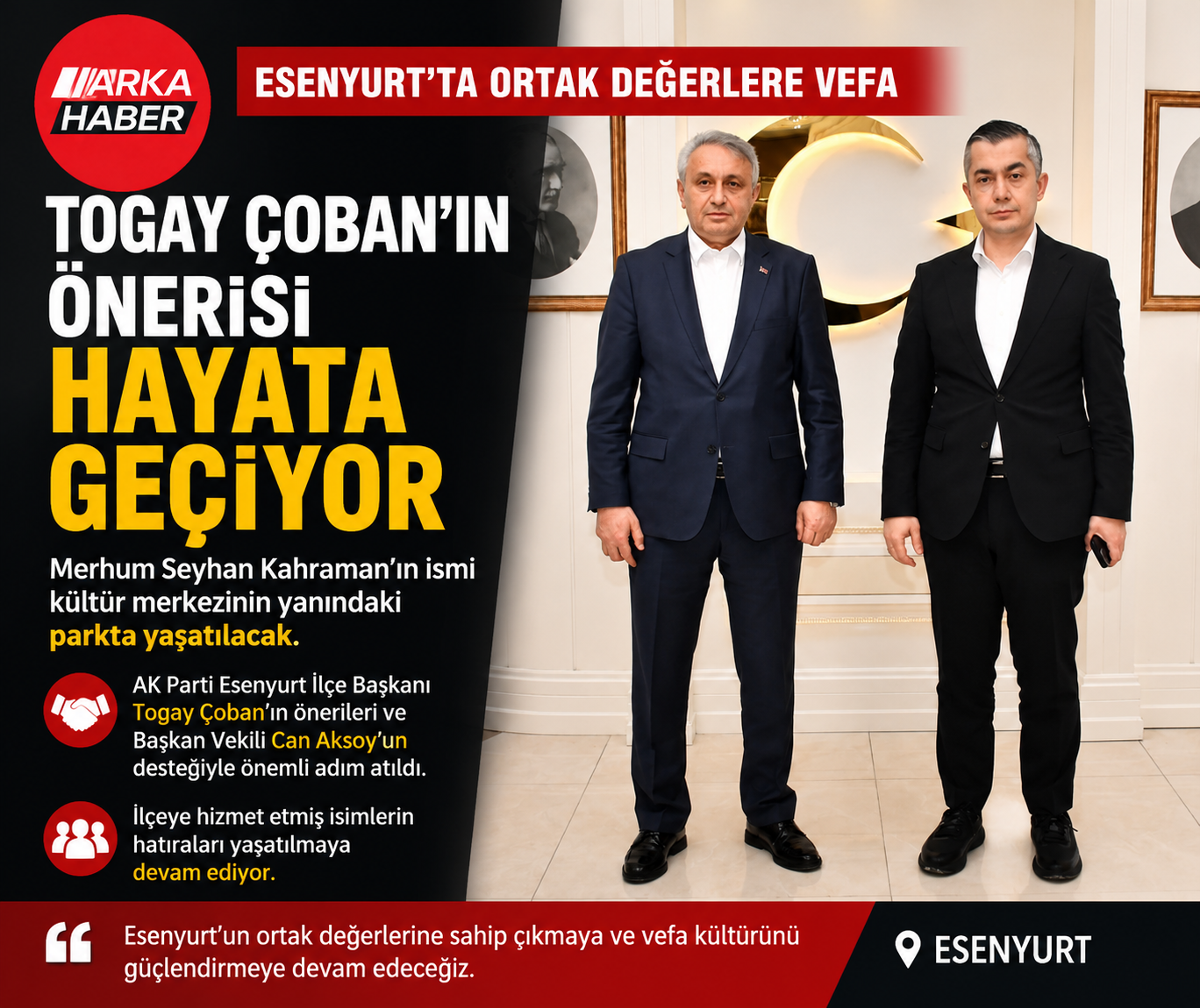 AK Parti Esenyurt İlçe Başkanı Togay Çoban'ın Önerisi Hayata Geçiyor: Seyhan Kahraman'ın İsmi Esenyurt'ta Yaşatılacak