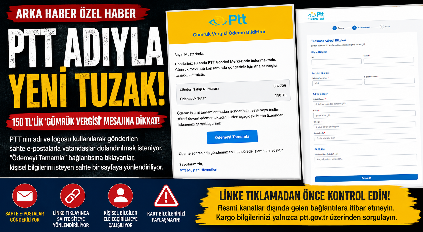PTT Adıyla 150 TL’lik Gümrük Vergisi Tuzağı! Bu E-Postaya Dikkat